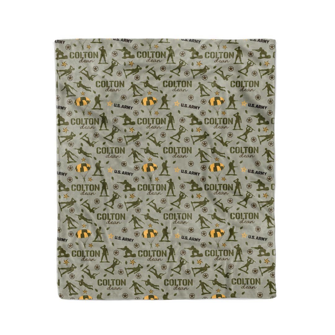 us army personalized kids blanket green 