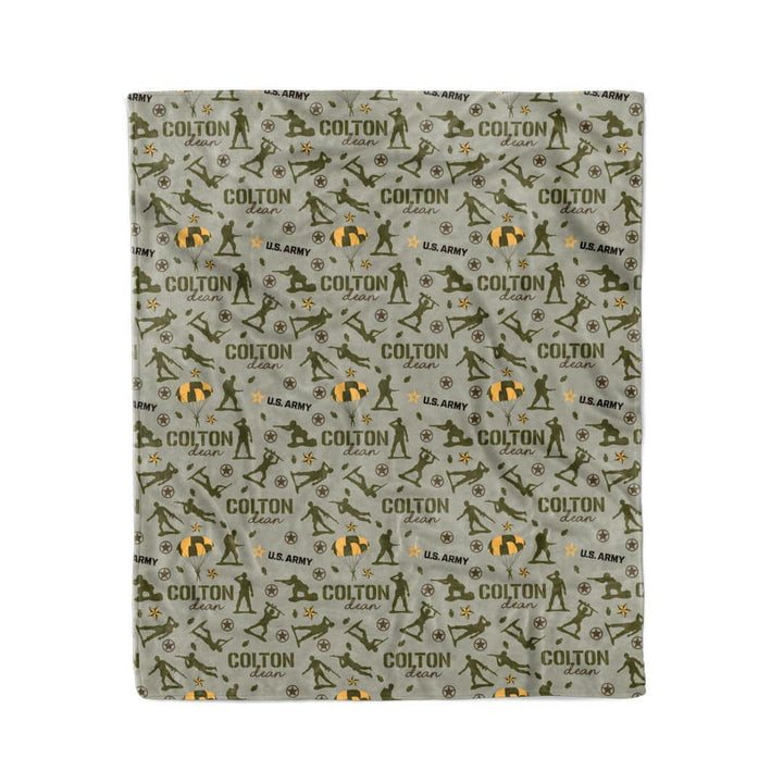 us army personalized kids blanket green 