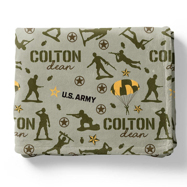 army soldier personalized blanket for kids 