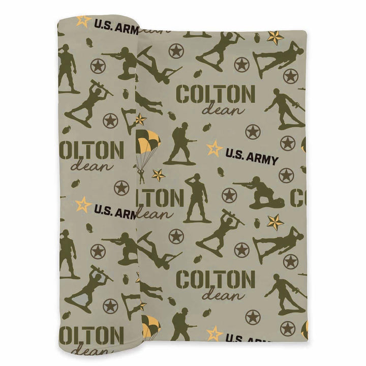 army personalized baby name swaddle blanket 