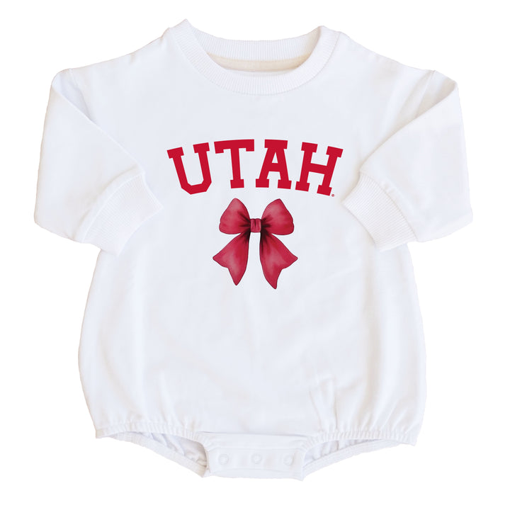 University of Utah | Footballs & Bows Graphic Sweatshirt Bubble Romper