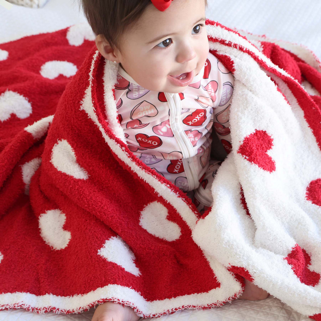 valentine's day luxe blanket red and white hearts