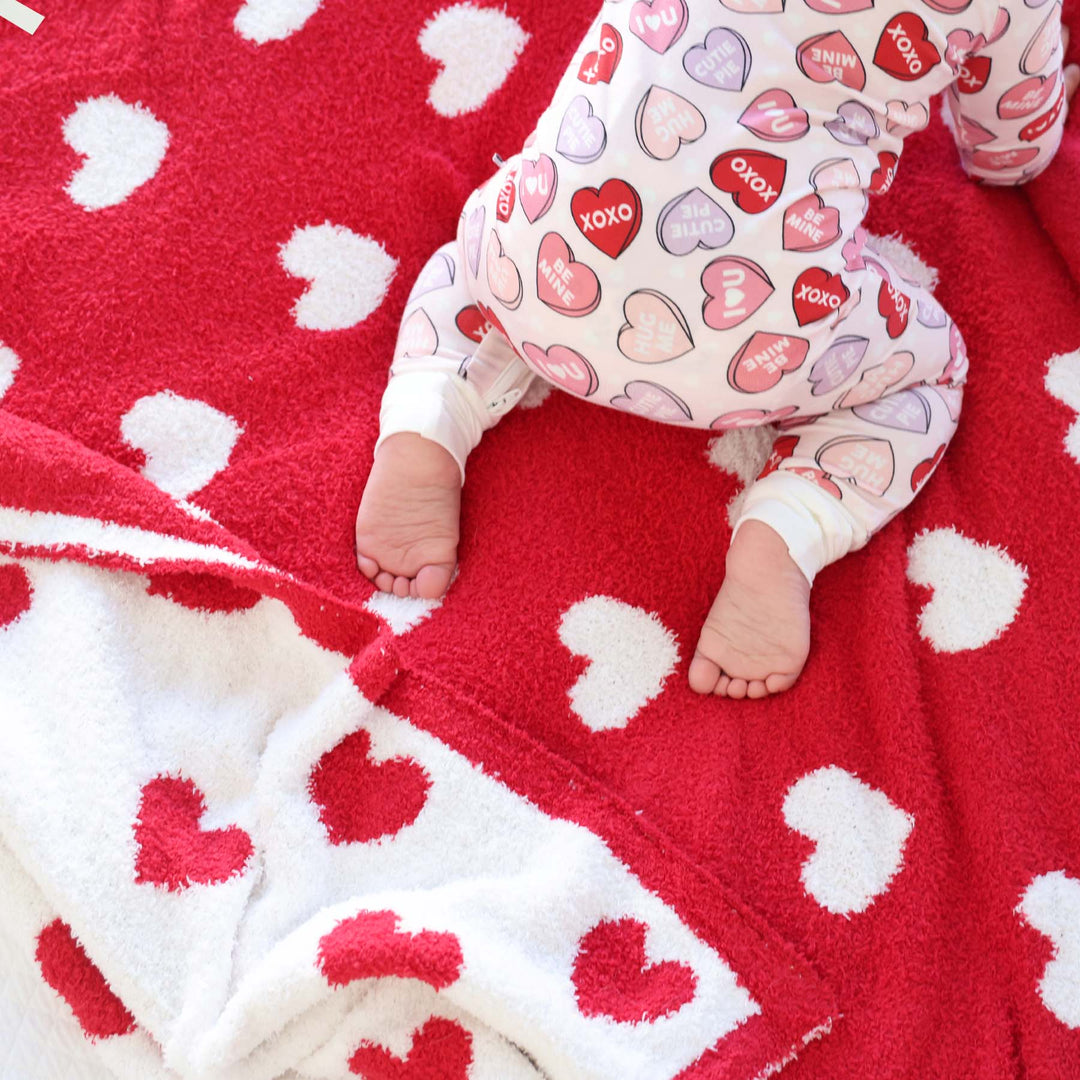 valentine's day luxe blanket red and white hearts