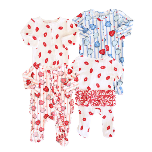 Valentine's Day Zipper Footies