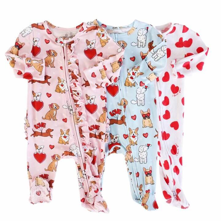 Valentine's Day Zipper Footies