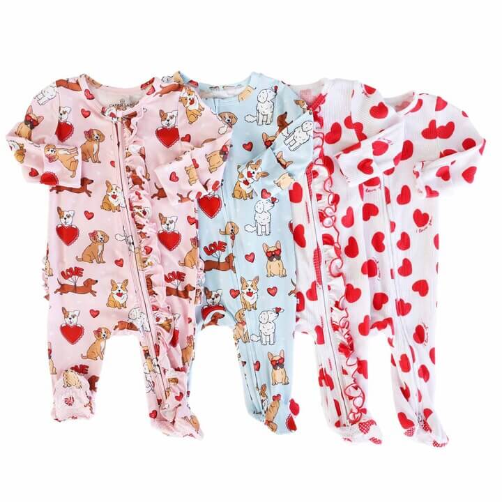 Valentine's Day Zipper Footies