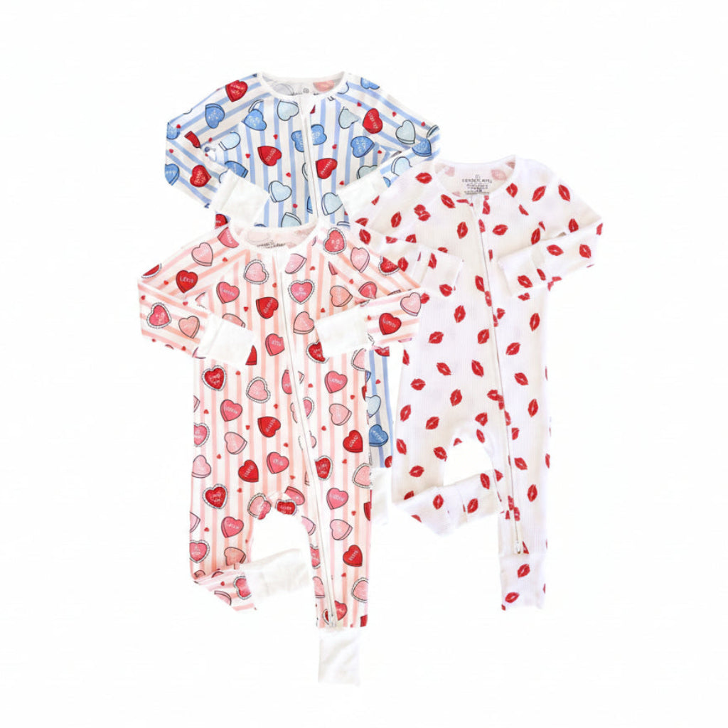 Valentine's Day Convertible Zip Rompers