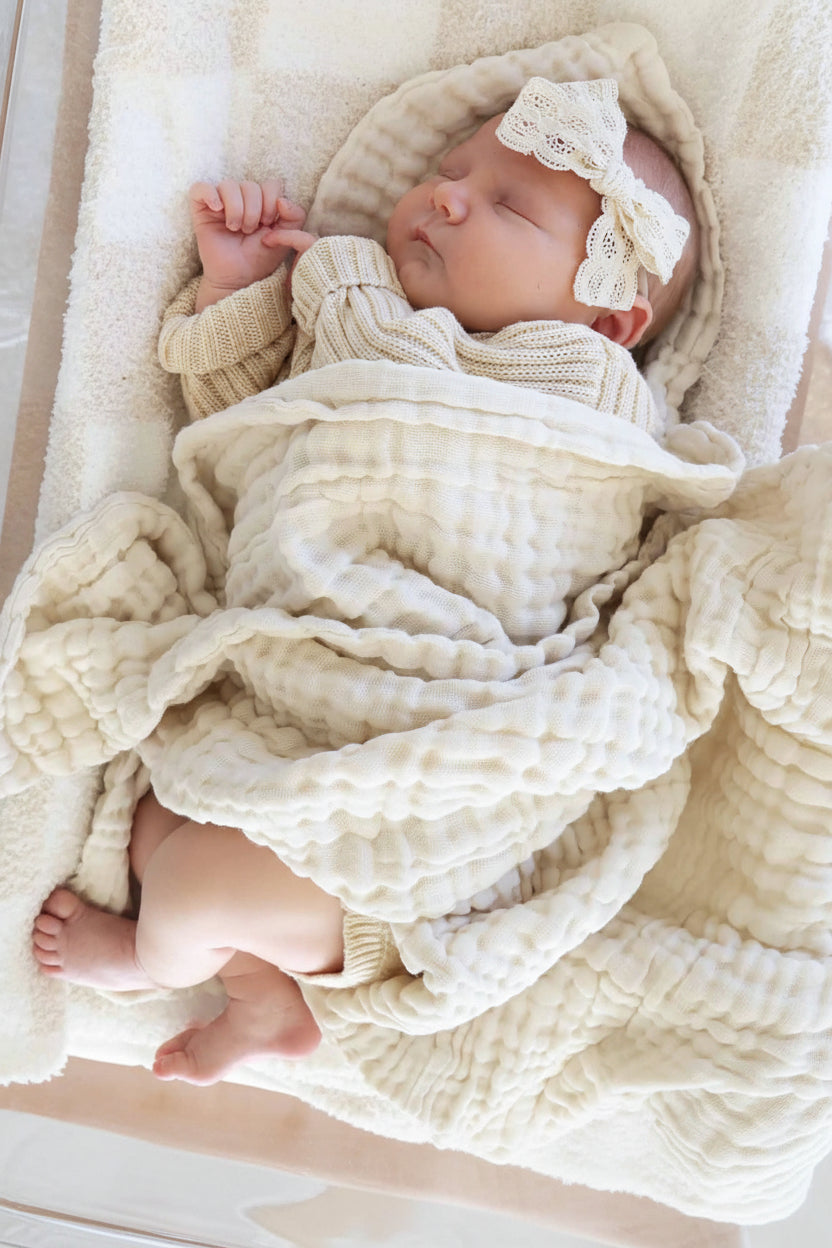 Organic Cotton Gauze Swaddle Blanket in Vanilla Caden Lane