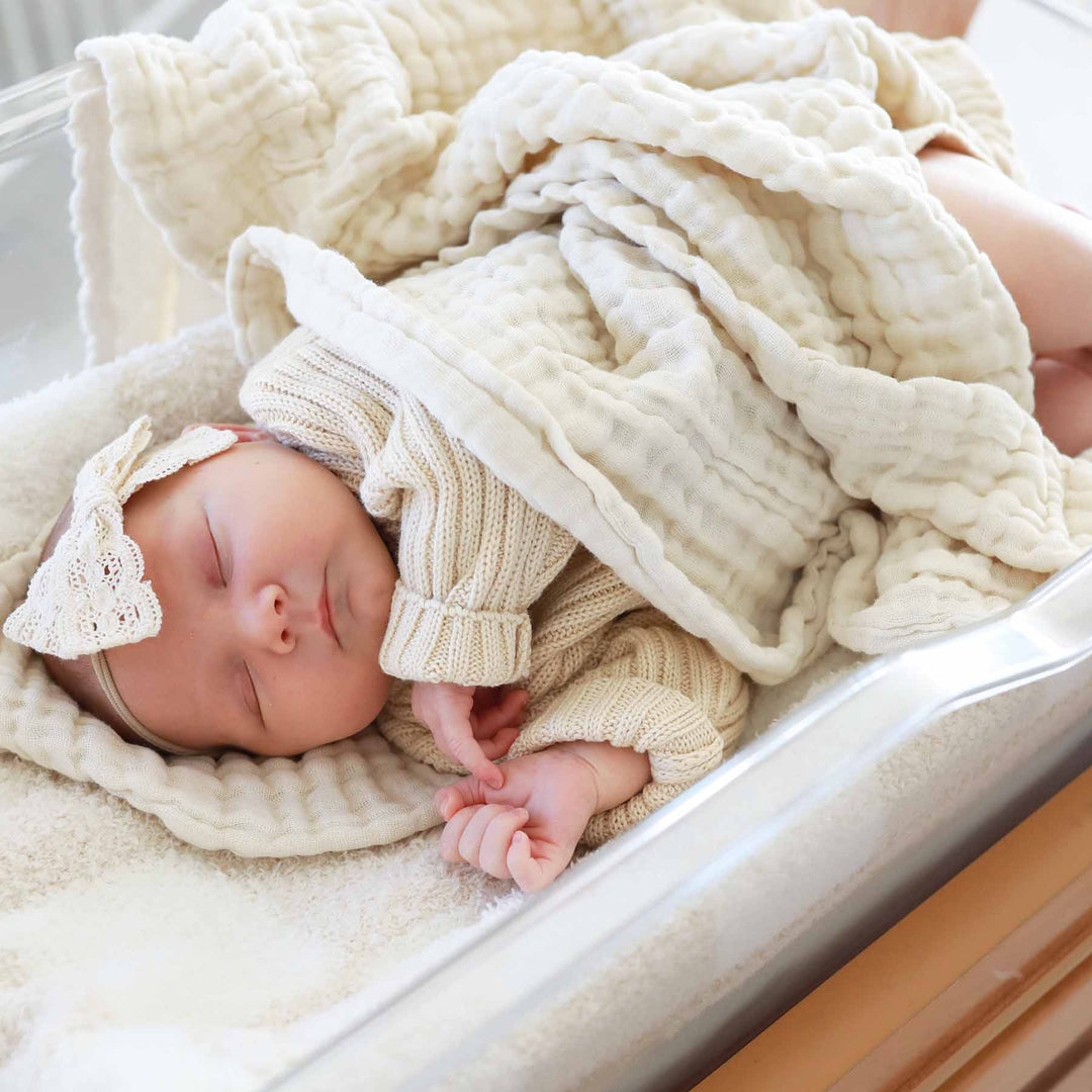 light tan baby gauze swaddle