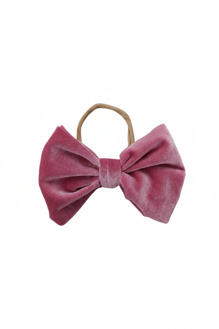 velvet bow headband rosy pink 