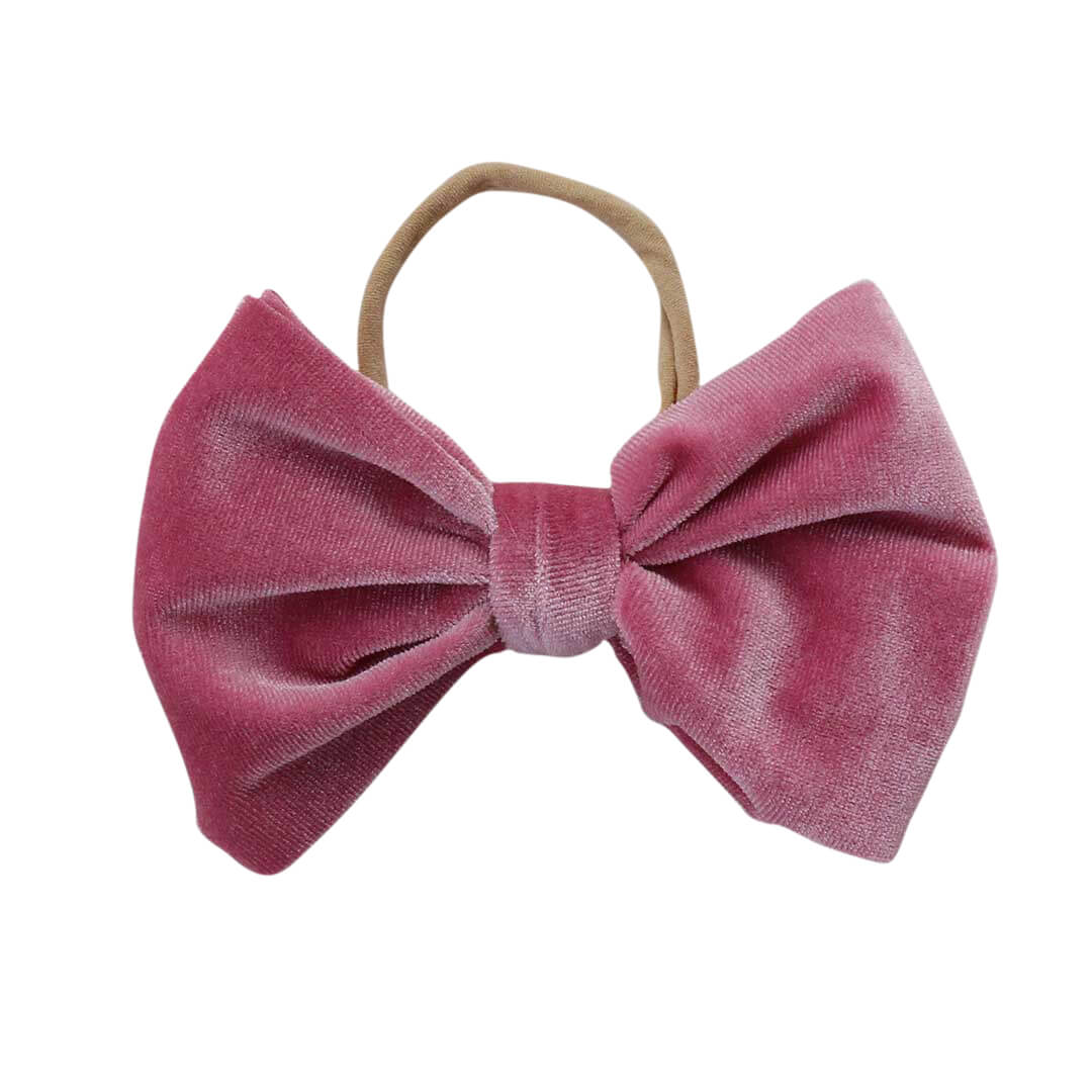 velvet bow headband rosy pink 