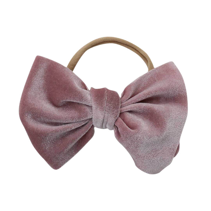 velvet bow headband vintage mauve 