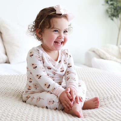 floral two piece pajama set for kids pastel floral 