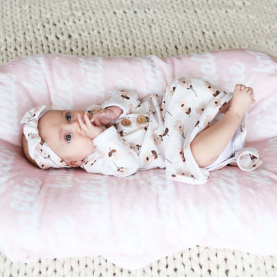 muted floral newborn knot gown