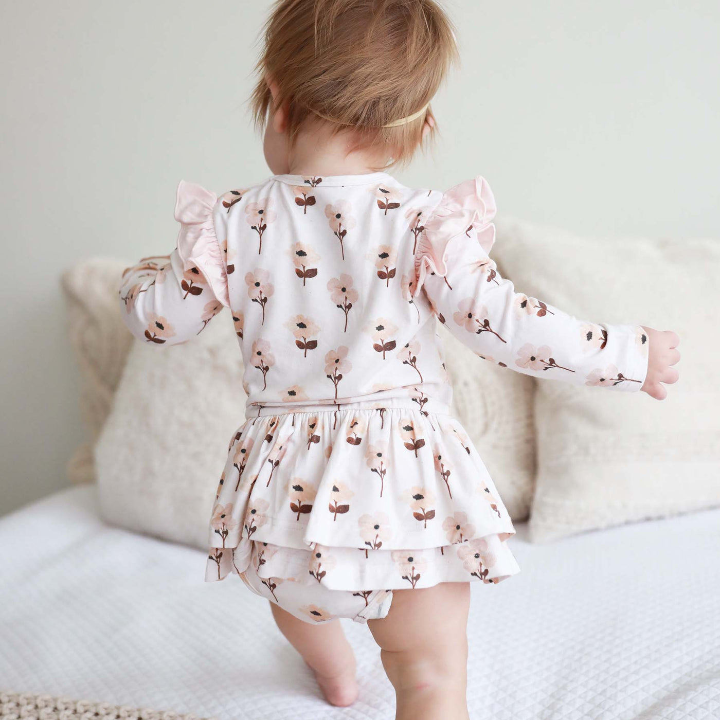 vintage floral ruffles bodysuit for babies 