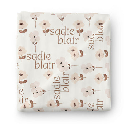 vera's vintage floral personalized baby name swaddle blanket 