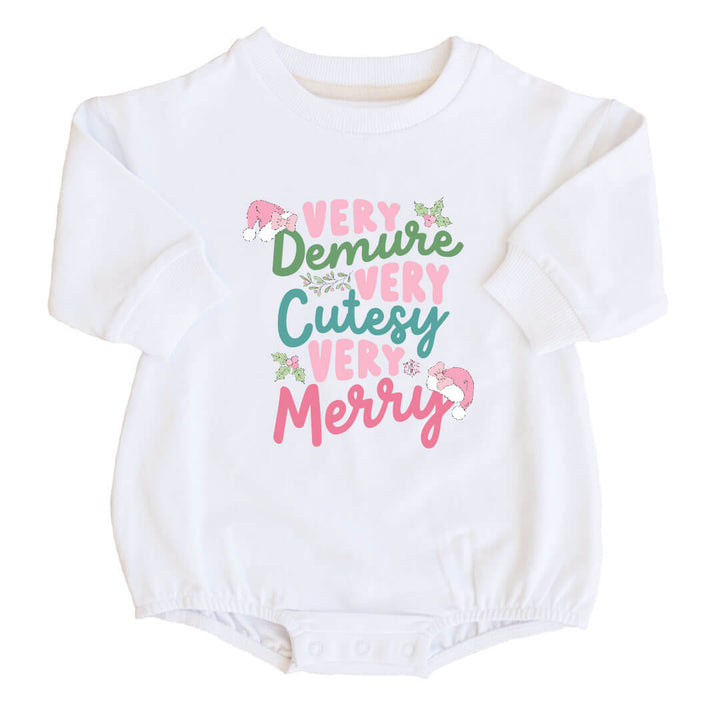 Very Demure Sweatshirt Bubble Romper | White