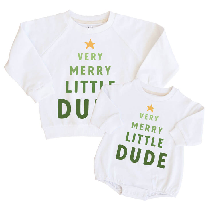 merry little dude graphic tee and sweatshirt 