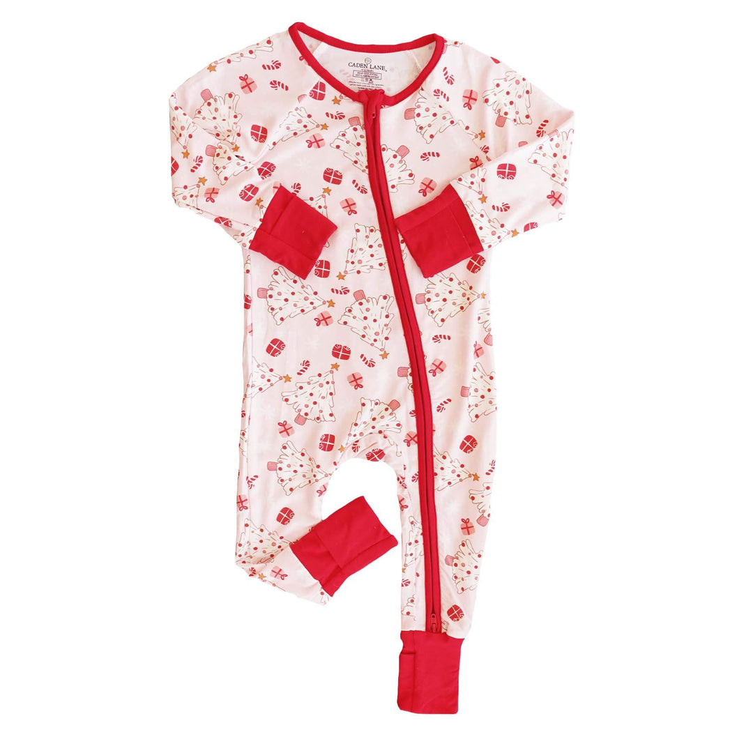 baby convertible zip romper pink christmas 