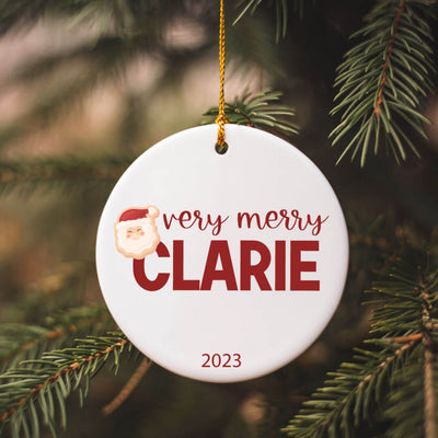 very merry personalized ceramic christmas ornament 