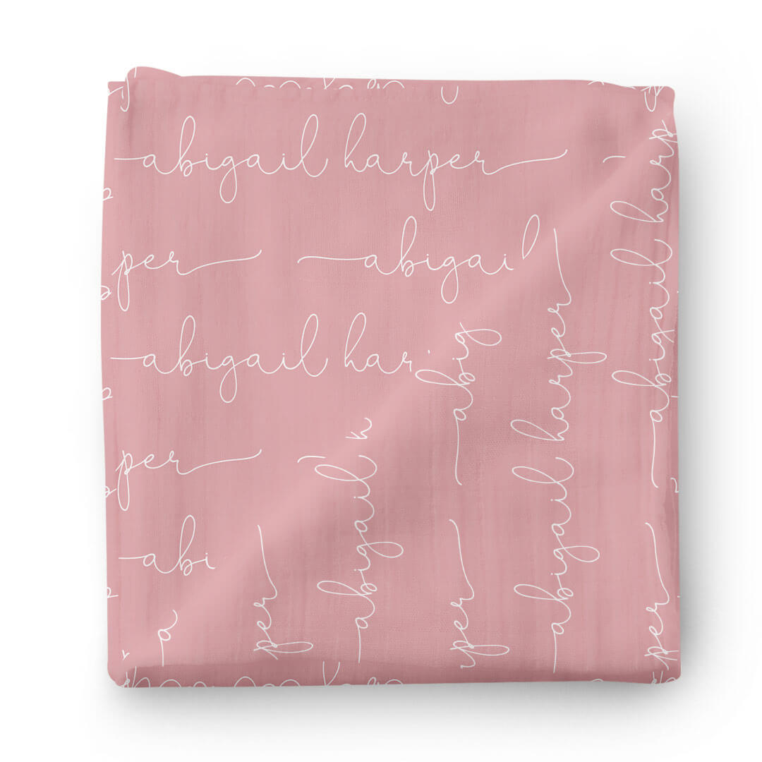 vintage rose personalized swaddle blanket script 