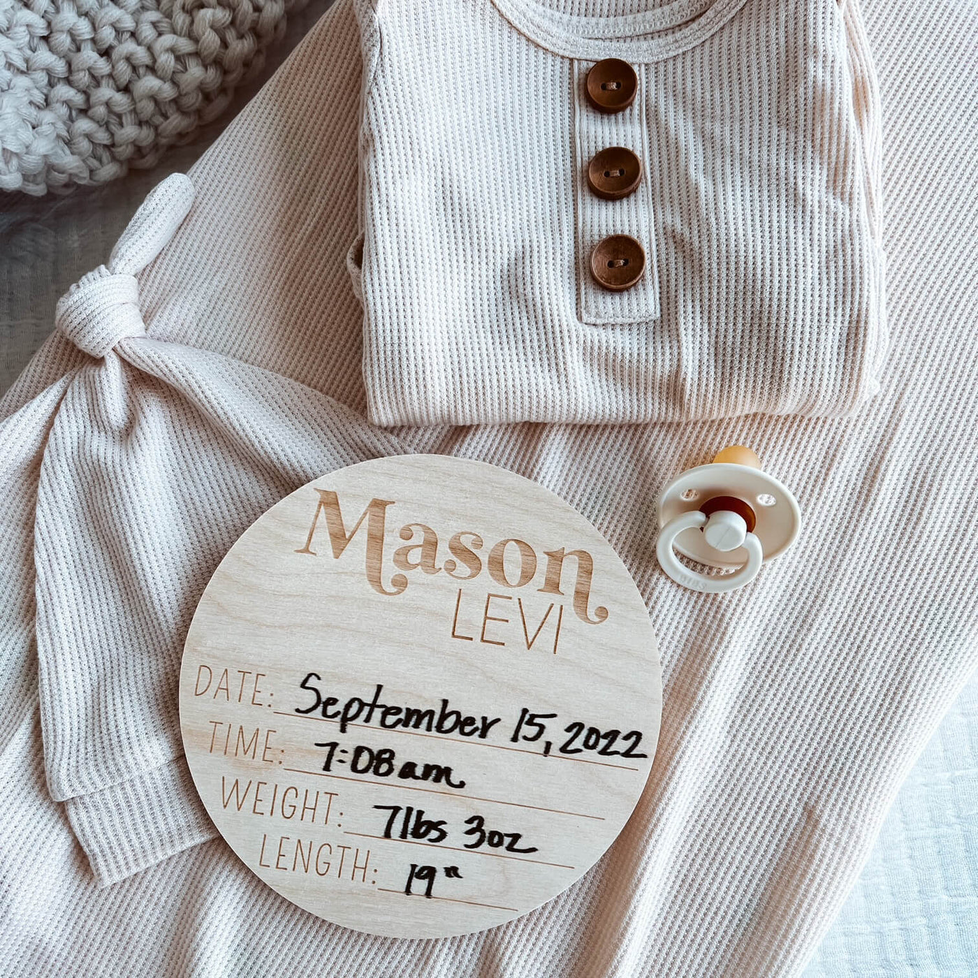birth stats personalized baby name wood announcement 