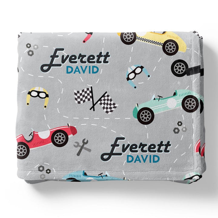 vroom vroom personalized minky blanket for kids 
