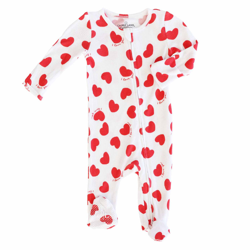 heart valentine's day zipper footie for babies 