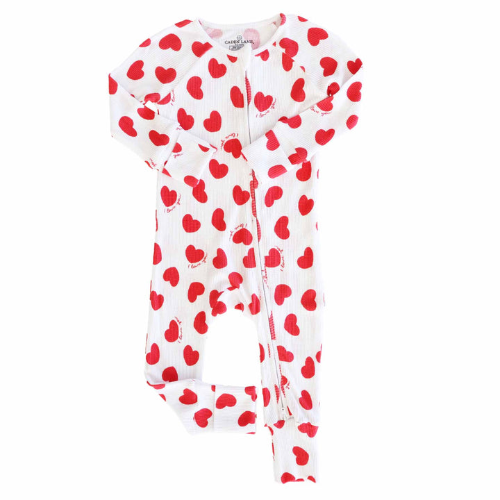 valentine's day zip romper pajama for babies and toddlers