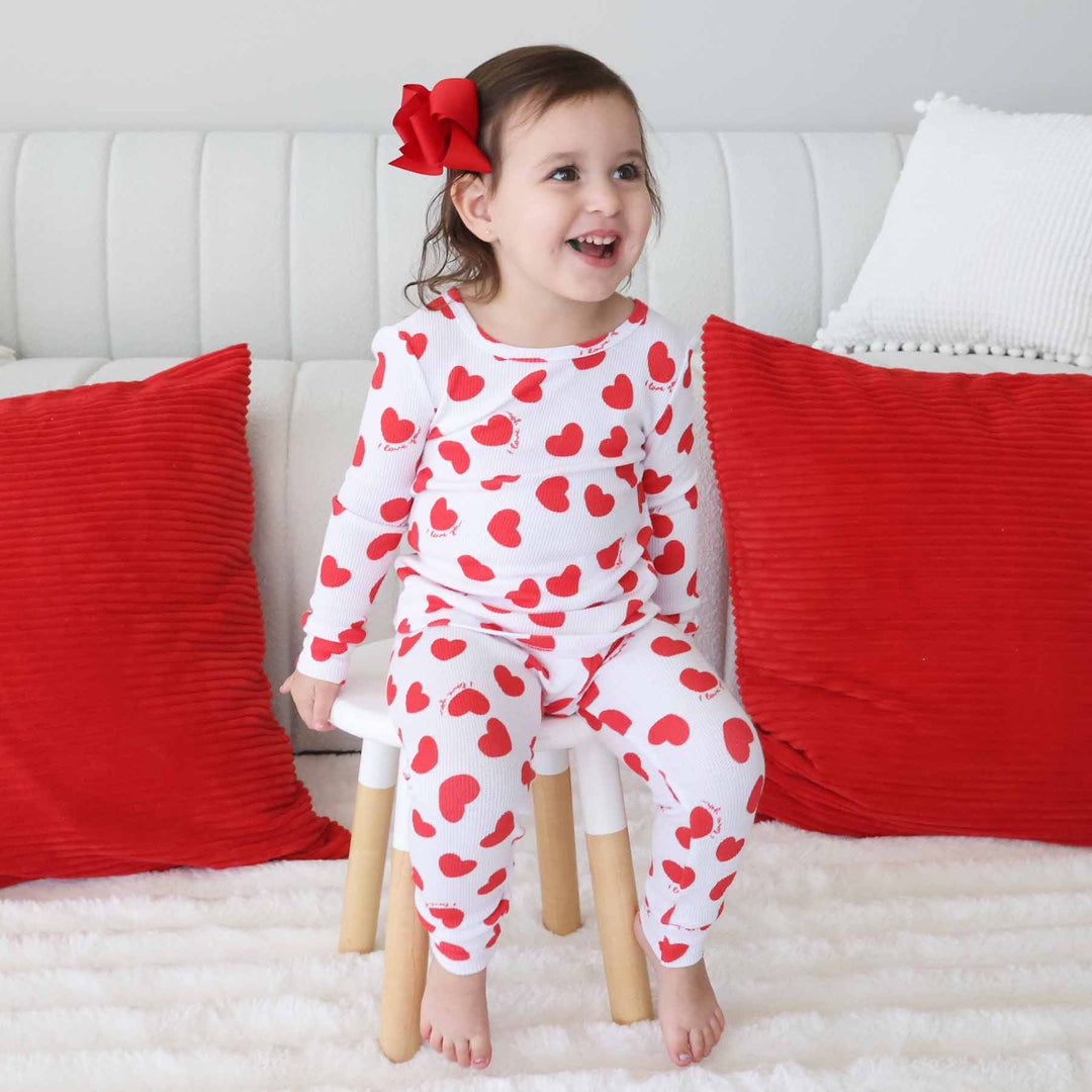 valentine's day red heart pajamas for kids 