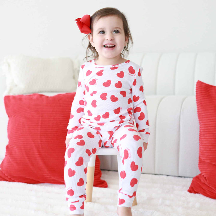 red heart valentine's day pajamas for kids