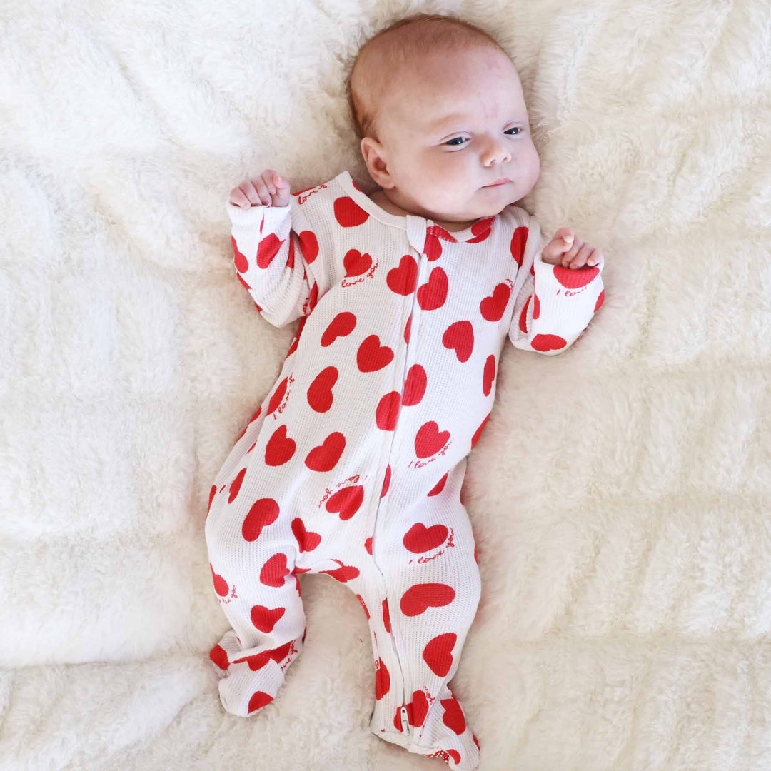 waffle bamboo heart baby footie pajama 