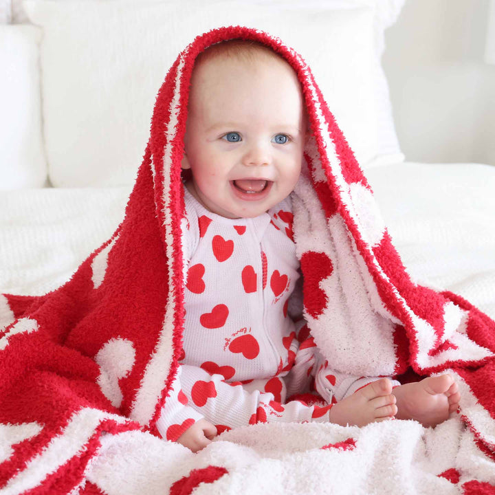 CuddleLane™ Luxe Blankets | Red Hearts