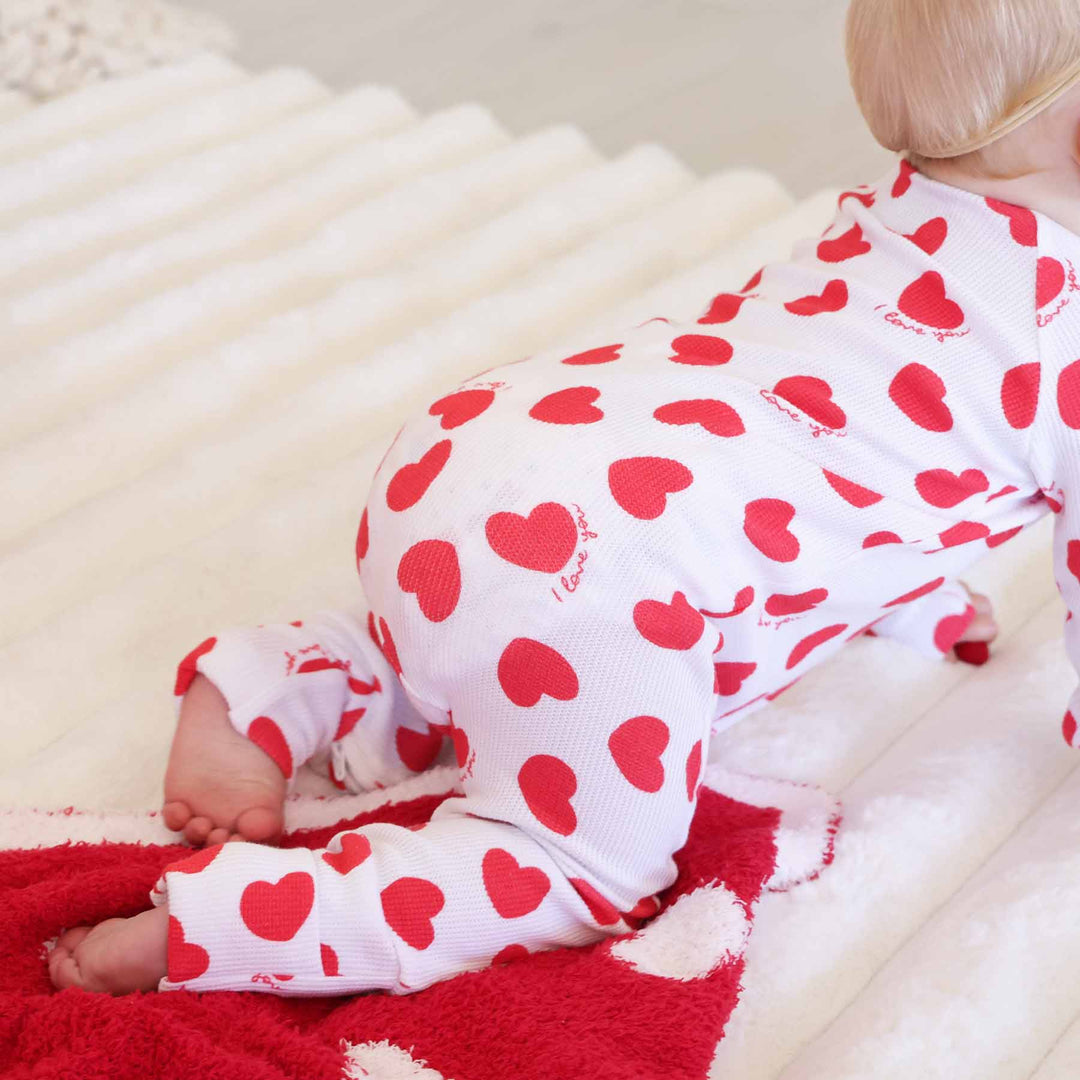 waffle hearts baby convertible pajama romper 