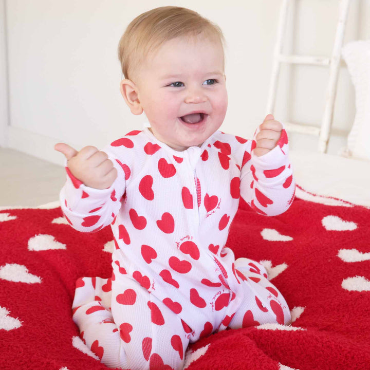 valentine's day baby pajama romper 