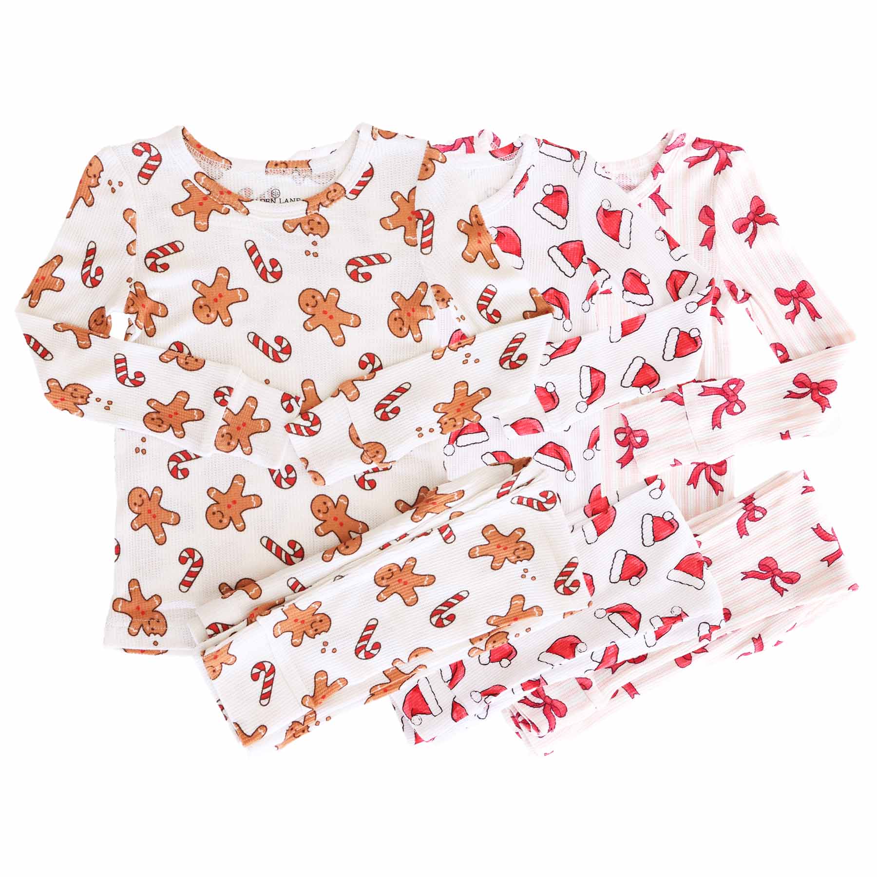 Christmas Bamboo Waffle Two Piece Pajama Sets