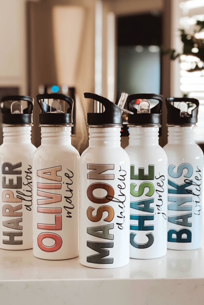 Block Color Bottle All Boy Color Block Personalized Kids Water Bottle | Caden Lane