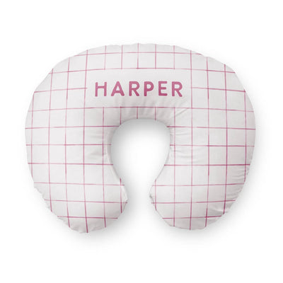 personalized nursing pillow cover pink grid 