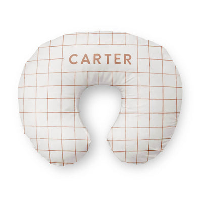 brown grid personalized nursing pillow cover