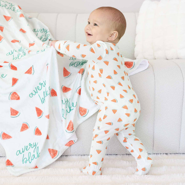kids personalized name blanket fruit themed 