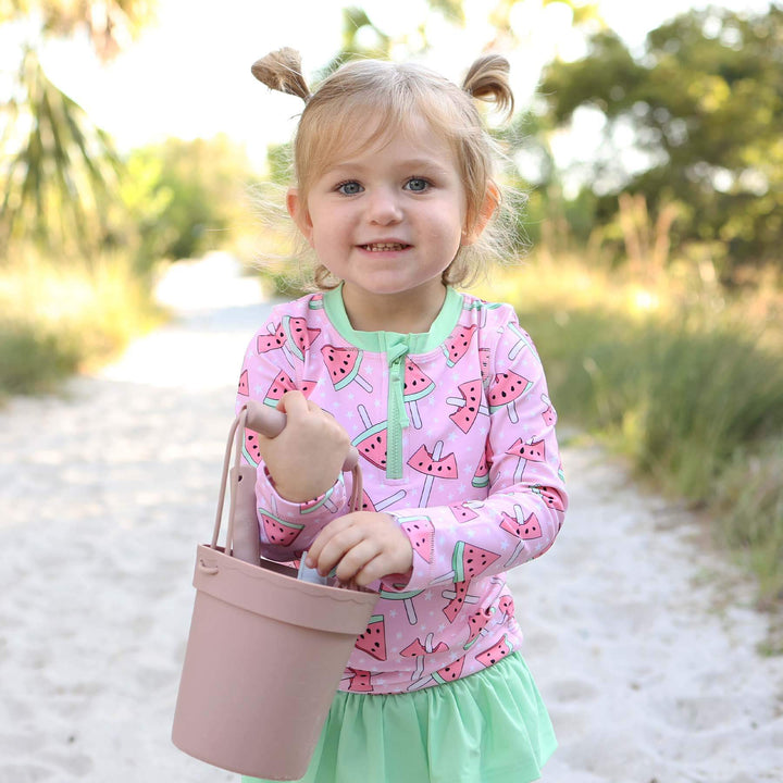 watermelon cutie ruffle skirt rash guard 