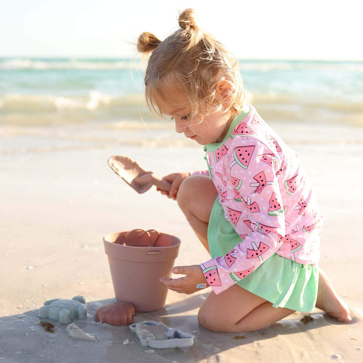 rash guard for girls with ruffle skirt watermelon cutie two piece 