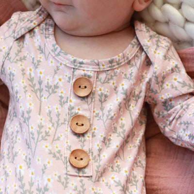 weslie's wildflower newborn baby knot gown and hat set 