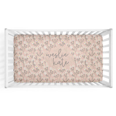 personalized crib sheet with wildflowers
