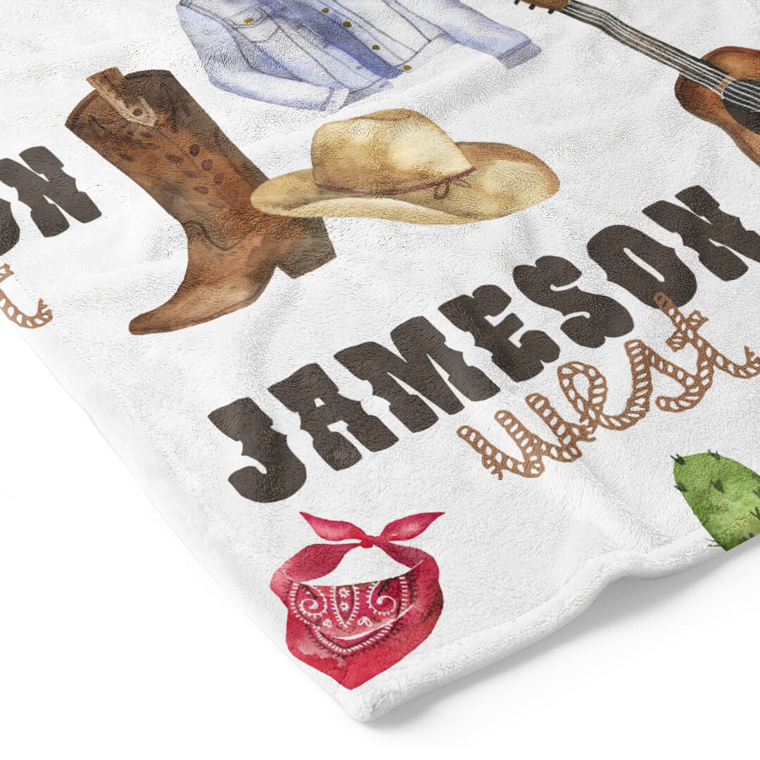 western themed personalized name blanket for kids