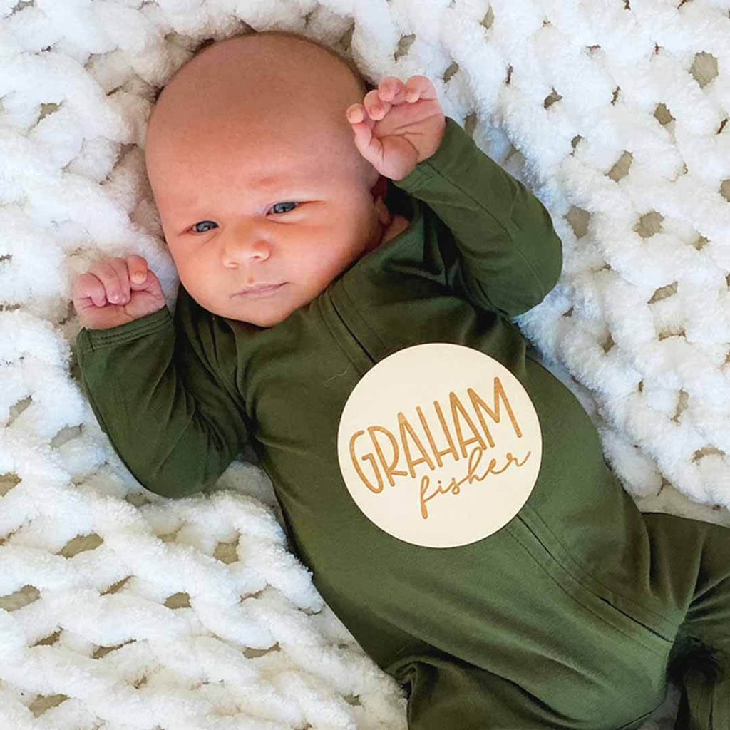 Personalized Name Wood Announcement Whimsy