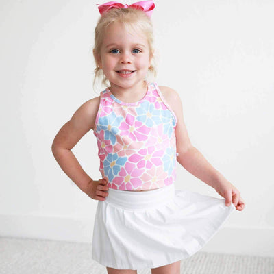 white pleated athletic skirt for little girls 