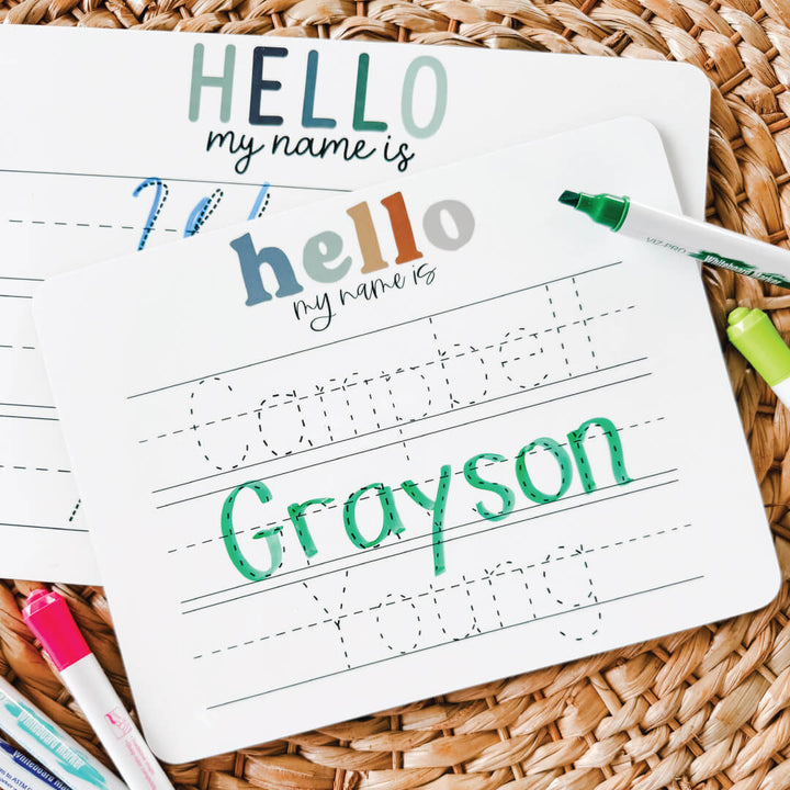 Kids Personalized Whiteboard | Hello My Name Is - Neutral