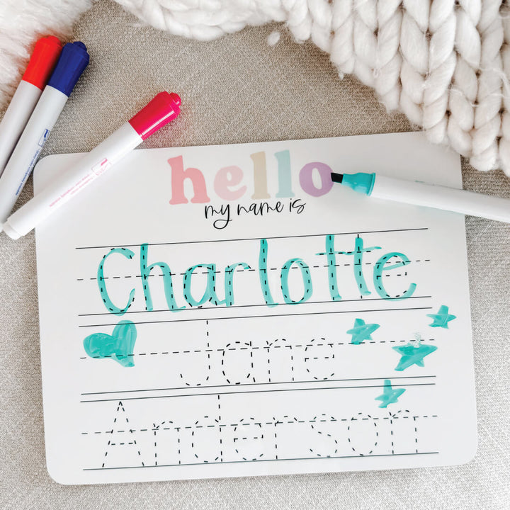 Kids Personalized Whiteboard | Hello My Name Is - Pink