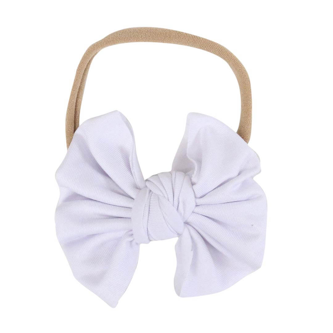 Solid White Knit Bow Headband | Caden Lane